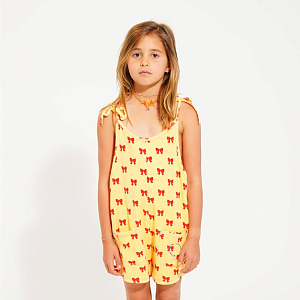 Комбинезон на бретелях плюшевый Piupiuchick "Terry Red Bows", банты на желтом