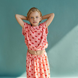 Блуза без рукавов плюшевая Piupiuchick "Terry Red Bows", банты на розовом