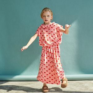 Блуза без рукавов плюшевая Piupiuchick "Terry Red Bows", банты на розовом