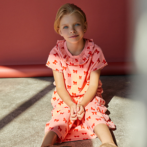 Юбка плюшевая Piupiuchick "Terry Red Bows", банты на розовом