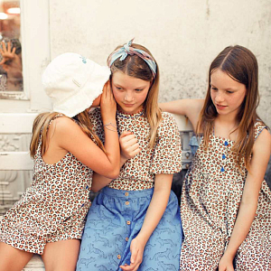 Блуза с объемными рукавами и бантом Piupiuchick "Animal", нежный леопард