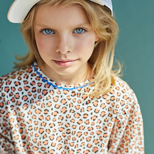 Блуза с объемными рукавами и бантом Piupiuchick "Animal", нежный леопард