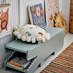 Скамейка в виде крокодила Bloomingville MINI "Arnie", серо-зеленая