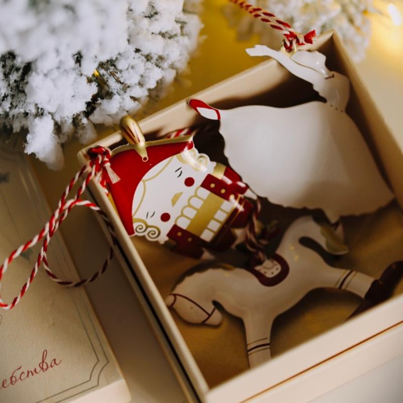 Набор елочных игрушек LUKNO "Щелкунчик", 3 шт, красно-золотой