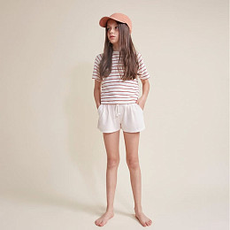 Футболка махровая Buho "Terry Stripes Argile", коралловые полоски на белом