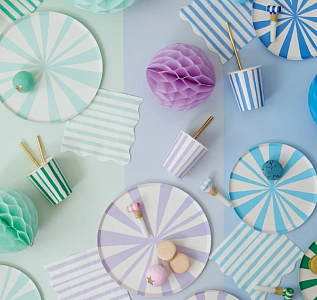 Салфетки в мятную полоску Meri Meri, большие, 16 шт