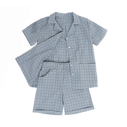 Костюм Nicletta, шорты и рубашка, серый в клетку