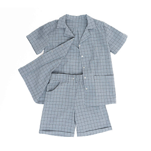 Костюм Nicletta, шорты и рубашка, серый в клетку