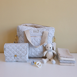 Сумка для мамы Cam Cam Copenhagen "Classic Stripes Blue", голубые полоски, средняя