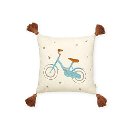 Подушка с вышивкой Cam Cam Copenhagen "Bicycle", кремовая, 35 х 35 см