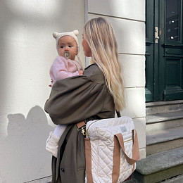 Сумка для мамы Cam Cam Copenhagen "Classic Stripes Camel", карамельные полоски, средняя