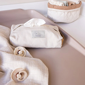 Контейнер для влажных салфеток Cam Cam Copenhagen "Classic Stripes Camel", карамельные полоски