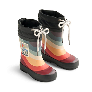Термосапоги резиновые Wheat "Thermo Rainbow Waves", ночная радуга