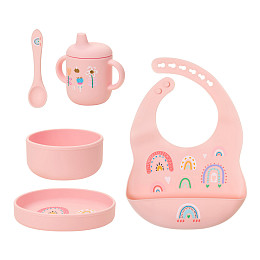 Набор силиконовой посуды LUKNO, розовый