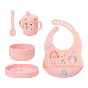 Набор силиконовой посуды LUKNO, розовый