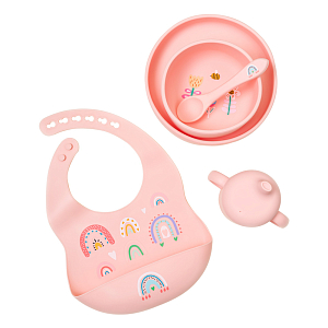 Набор силиконовой посуды LUKNO, розовый