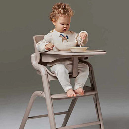 Стул для кормления Happy Baby "Charley", бежево-серый