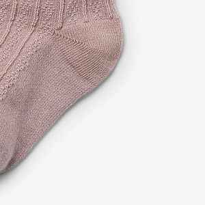 Детские носки ажурные с добавлением шерсти Wheat "Wool Nora", розовые