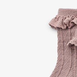 Детские носки ажурные с добавлением шерсти Wheat "Wool Nora", розовые