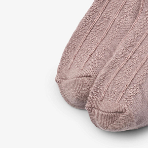 Детские носки ажурные с добавлением шерсти Wheat "Wool Nora", розовые