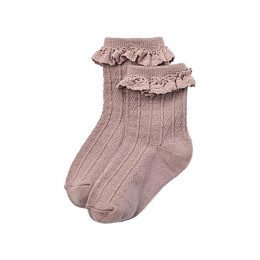 Детские носки ажурные с добавлением шерсти Wheat "Wool Nora", розовые