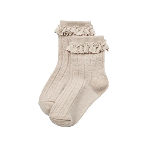 Детские носки ажурные с добавлением шерсти Wheat "Wool Nora", топленое молоко