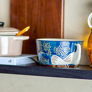 Миска керамическая Bloomingville "Hezha", голубая, 460 мл