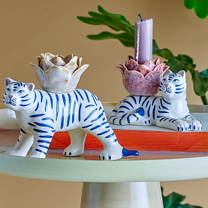 Набор подсвечников Bloomingville "Rory", 2 шт, полоски на белом