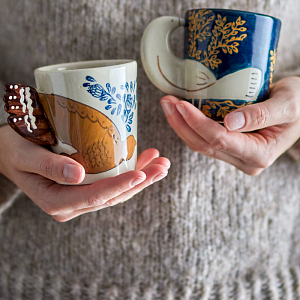 Кружка керамическая Bloomingville "Hezha", голубая, 260 мл