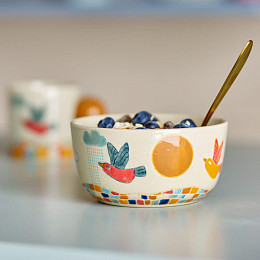 Миска керамическая Bloomingville MINI "Colorine", кремовая, 385 мл