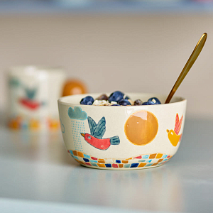 Миска керамическая Bloomingville MINI "Colorine", кремовая, 385 мл