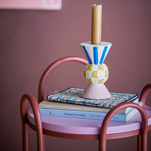 Подсвечник керамический Bloomingville "Bob", микс розового с голубым