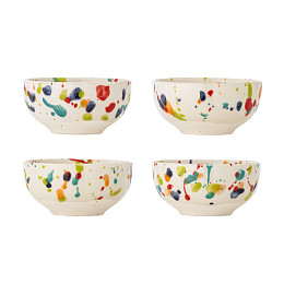 Набор мисок керамических Bloomingville "Freckles", 4 шт, абстракция на кремовом, 300 мл