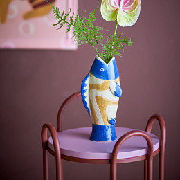 Ваза керамическая в виде рыбы Bloomingville "Irving", голубая