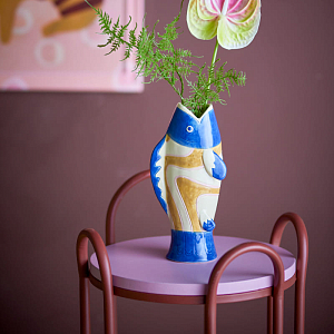 Ваза керамическая в виде рыбы Bloomingville "Irving", голубая