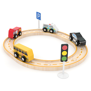 Игровой набор Hape J’adore "Весёлый поезд с кольцевой ж/д", серия "Железные дороги"