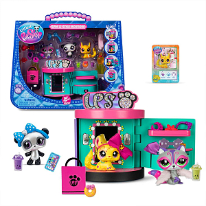 Большой игровой набор LITTLEST PET SHOP "Сюжет", Станция стиля, панда, шиншилла, енот