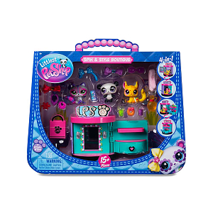 Большой игровой набор LITTLEST PET SHOP "Сюжет", Станция стиля, панда, шиншилла, енот