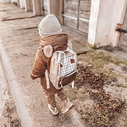 Рюкзак Mrs. Ertha "Soft Squares", кремовая клетка виши, маленький, водонепроницаемый