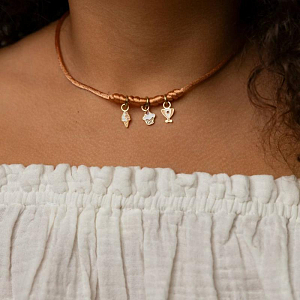 Бусы для трех шармов Mrs. Ertha "Rusted", карамельные