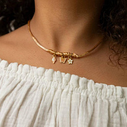 Бусы для трех шармов Mrs. Ertha "Soft Peach", персиковые