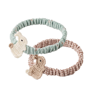 Повязка на голову Gingersnaps "Elara Bunny", 2 шт, мятная с бежевым