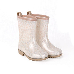 Сапоги резиновые Mrs. Ertha "Bouquet Silhouette Glitter", цветочный эскиз