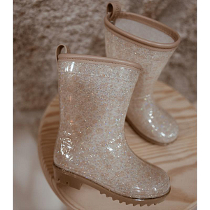 Сапоги резиновые Mrs. Ertha "Bouquet Silhouette Glitter", цветочный эскиз