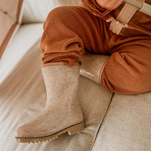 Сапоги резиновые Mrs. Ertha "Bouquet Silhouette Glitter", цветочный эскиз