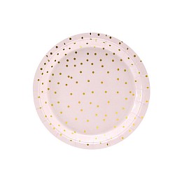 Тарелки Party Deco, светло-розовые в золотой горох, 6 шт