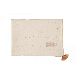 Легкое одеяло Nobodinoz "Treasure Honey Sweet Dots/Natural", капли меда с кремовым, 100 x 70 см