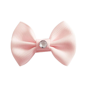 Заколка-зажим "Bowtie Bow" со стразом, мини, коллекция "Glam Grosgrain", светло-розовая