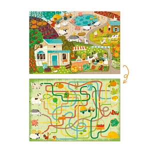 Игровой набор MON "Приключения на ферме": пазлы и карточки с заданиями