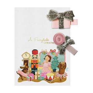 Набор заколок-зажимов A249 "Подарок и леденец" коллекция "Fairytale Christmas", розовый с серебрист